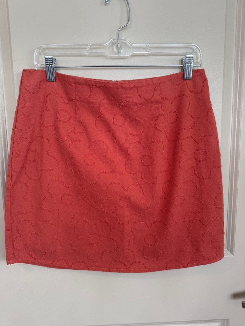 Altar'd State Coral Red Floral Eyelet Mini Skirt